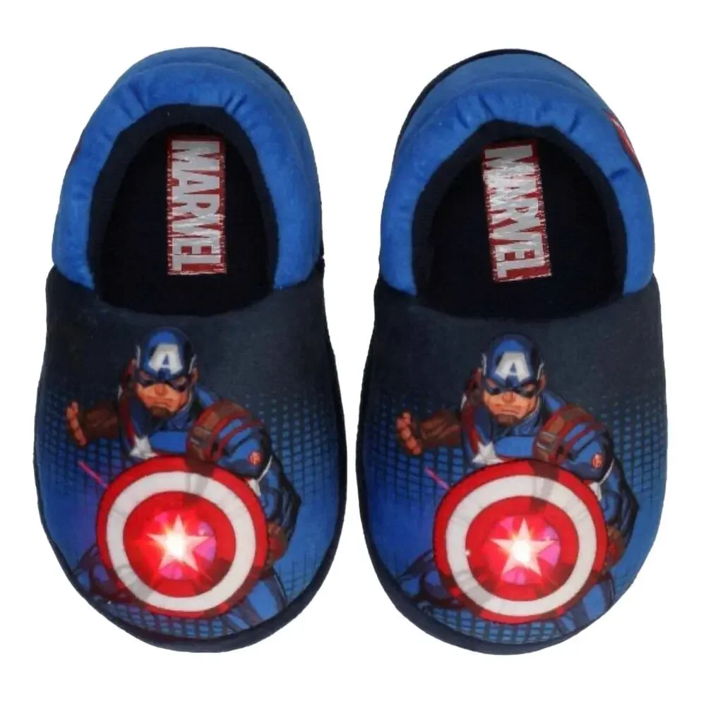 NEW Toddler Boys Size 7/8 Marvel Avengers LIGHT UP SLIPPERS Captain America